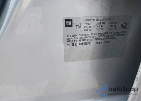 2017 Chevrolet Malibu Ls from USA, damaged, VIN 1G1ZB5STXHF212640